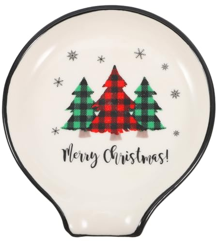 Ciieeo Small Spoon Rest Christmas Decorative Utensil Holder Ceramic Tea Bag Rest