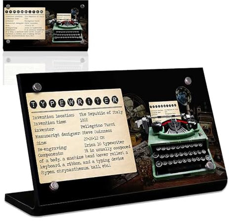 Magnetisches Acryl-Typenschild, speziell für Lego 21327 Schreibmaschinen-Bauset Namensschild Display, 21327 Baustein Modell Racing Serie Acryl Display Namensschildständer