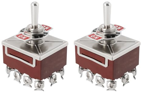 VGOL 2 STK. 4PDT 4P2T Rastkippschalter 59,6 X 31,6 X 37,1 Mm EIN-AUS-EIN Schraubklemmenschalter Wippschalter Zur Steuerung Kleiner Elektronischer Projekte