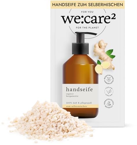 we:care² Seife Pulver (Granulat) zum Anrühren Ingwer/Bergamotte - 29g ergibt 250ml nachhaltige & vegane Nachfüllseife ohne Silikone, Parabene & Mikroplastik - Handseife Seifenpulver