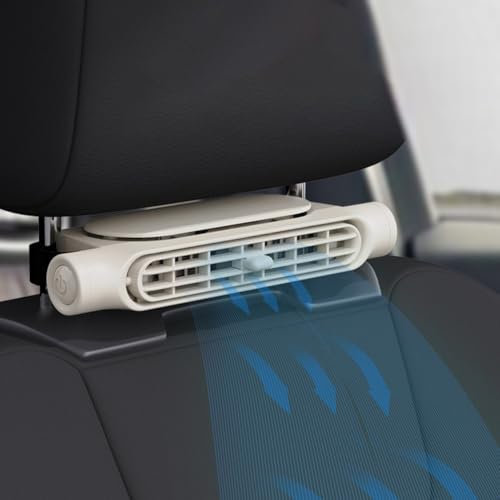 DAZZLEEX Ventilatore per auto per sedile posteriore, 3000 mAh, portatile, velocità regolabile, adatto per bambini e cani (bianco)