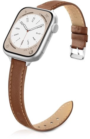 Cinturino in vera pelle compatibile con Apple Watch 38/40/41/42 mm per donne e uomini, sottile ed elegante