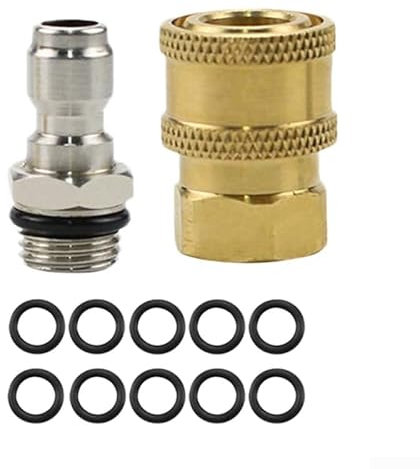 Premium Quick Connector Kit for Pressure Washers Includes 14 Inch Adapter and Ten O Ring Seals