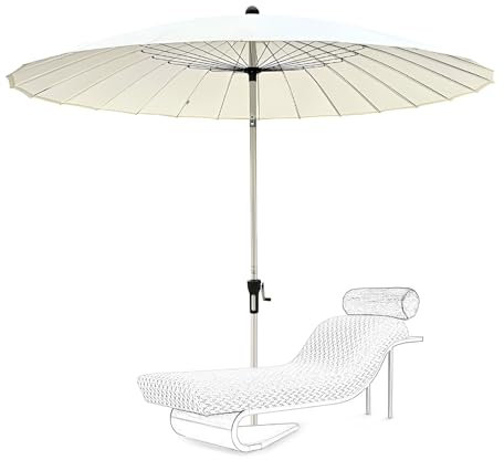 ZIHQRgE 250 cm Terrassenschirm UV-Schutz Shanghai Garten Sonnenschirm 24 Rippen, Druckknopf Neigung/Kurbel für Pool-Terrasse