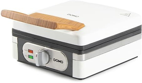 DOMO DO9274W Gaufrier pour 2 gaufres belges – Gaufres XL 4x7 – Revêtement antiadhésif sans PFAS – 1400 W – Blanc poudré