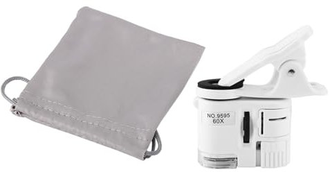 Telituny Microscopio del Telefono Cellulare 60x con Luce UV, Ingrandimento a con Illuminazione a LED, Obiettivo per la Fotocamera del Telefono Portatile per il Rilevamento di Valuta