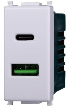 Elektronova Steckdose USB Type-A+C 5V 3.1A Ladegerät Weiß kompatibel Vimar Plana Doppel-Ladegerät 3002