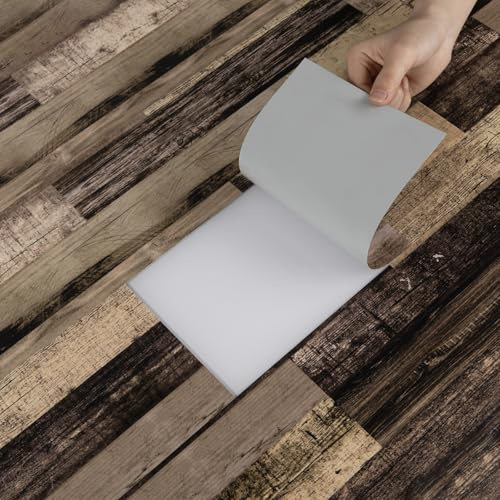 NUFLR Vinyl Flooring, Self Adhesive Floor Tile, Peel and Stick Floor Tiles | Stick on Floor Tiles Waterproof Wood Effect for Bathroom Kitchen Living Room and Bedroom, Multi-colour 15x90cm 18pcs (2.43m²)