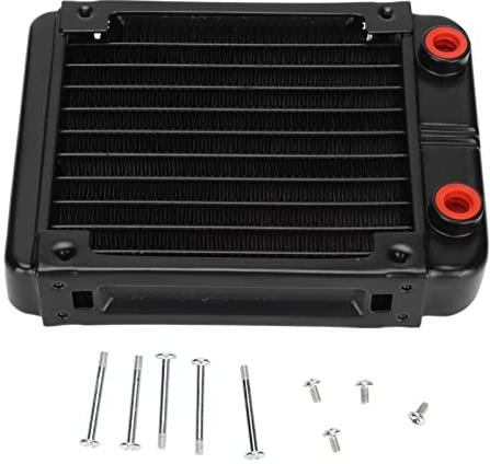 CPU-Aluminiumkühler, 10-Rohr-Aluminium-Wärmetauscher, geräuscharmes G 1/4-Schraubgewinde, Hochleistungs-Wasserkühlungskühler für PC, mit 10 Wärmeableitungsrohren, einfach