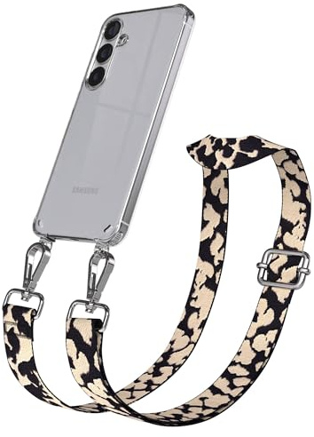 EAZY CASE Handykette - Verstellbares Taschenband kompatibel mit Galaxy S25 Plus, Schulterriemen, Handykordel mit Silikon Hülle, Umhängetasche, Taupe Camouflage Silber