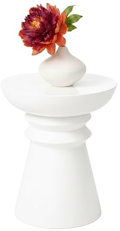 Relaxdays Beistelltisch, Schachfigur-Design, Wohnzimmer Dekoobjekt, Beistellhocker HxD: 45 x 38 cm, Podest, Metall, weiß