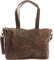 LECONI Shopper Vintage-Look Damen Henkeltasche Schultertasche Echt-Leder Natur Damentasche Ledertasche Umhängetasche Handtasche Leder 37x28x15cm schlamm LE0034-wax