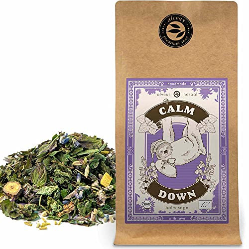 Calm Down“ Entspannungstee Lose Bio mit Melisse Salbei Geschmack | ca. 40 Tassen - 100 Gramm Kräutertee ohne Aroma von alveus