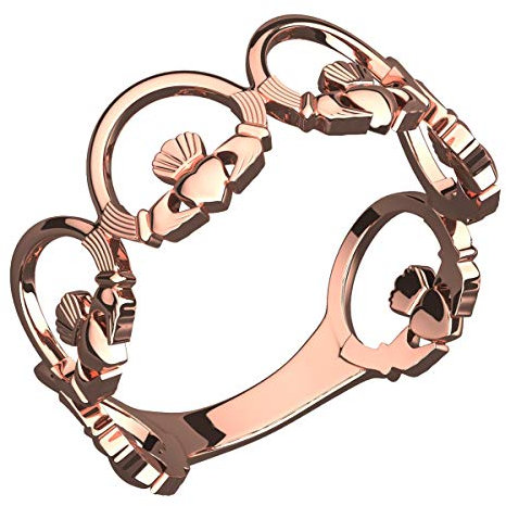 GWG Jewellery Ring 18K Roségold vergoldeter Kette aus Claddagh Ringen – 6 in Geschenkbox für Frauen