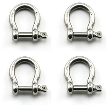 Heyous 4 Stück 1/4 Zoll 6 mm Schraube Pin Anker Schäkel Edelstahl Heavy Duty Bogen Form Lastklemme für Ketten Wirerope Lifting Paracord Outdoor Camping Survival Seil Armbänder