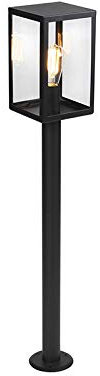 Qazqa - Moderne Außenleuchte I Wegeleuchte I Gartenlampe I Gartenleuchte I Standleuchte schwarz mit Glas 100,5 cm - Rotterdam I Außenbeleuchtung - Aluminium Länglich I Rechteckig - LED geeignet E27