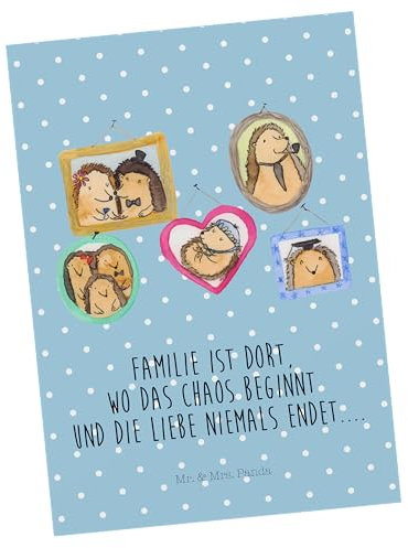 Mr. & Mrs. Panda Postkarte Igel Familie - Geschenk, Mama, Bruder, Familienleben, Ansichtskarte, Oma, Dankeskarte, Einladungskarte, Ansichtskarten,