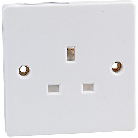 Ex-Pro [5 Pack] 1 Gang Single Unswitched Mains Plug Wall Socket 13A, White