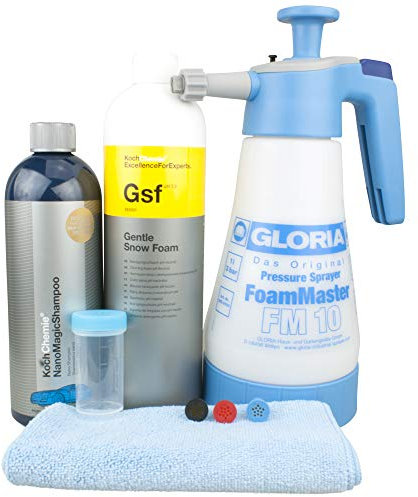 Gloria FM10 Set mit Koch Chemie Gentle Snow Foam Nano Magic Shhampoo Messbecher & Tuch