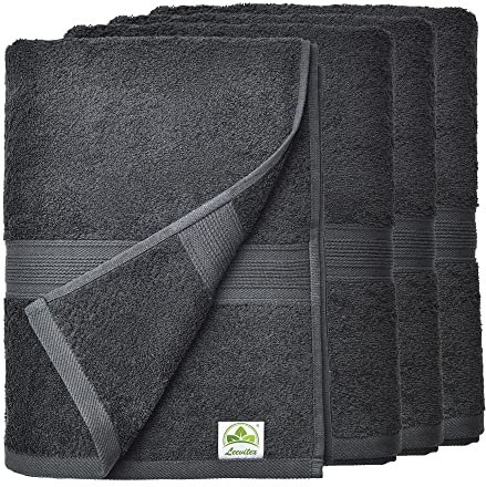 leevitex® Handtuch-Set, saugstark, 50 x 100 cm | Qualität 500 g/m² | 100% Baumwolle | Schwarz