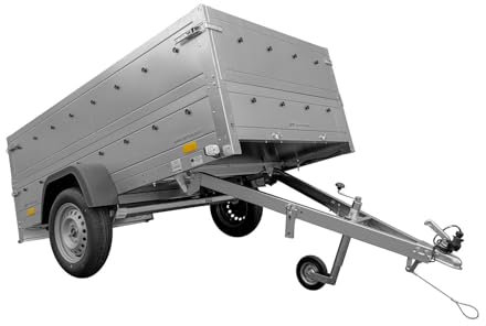 UNITRAILER Pkw Anhänger Kipper 230x125 Garden Trailer 230 Kipp, 750 kg Auto Anhänger mit Stützrad und zusätzlichen Bordwänden, idealer Autoanhänger 750kg