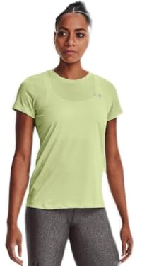 Under Armour Women's Tech Twist T-Shirt, Pale Olive (383)/Metallic Silver, XL