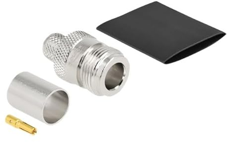 Delock N Buchse zum Crimpen LMR 400 mit passendem Schrumpfschlauch