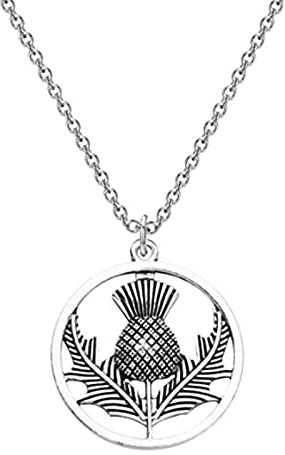 Outlander-inspirierter Schmuck, Halskette mit Anhänger aus schottischer Distel, Distel, Sassenach, schottisches Outlander-Geschenk, Large, Metall