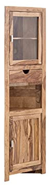 Woodkings Eckhochschrank Lagos 60x185x32 cm I Hochschrank Palisander rustikal Eckschrank I Badschrank mit Türen Schublade I Badezimmer Möbel Wandschrank auch für Flur Wohnzimmer