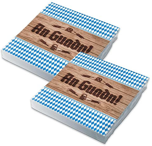 itenga Servietten bayrisch blau weiß Schee dass'd do bist/An Guadn 30 x 30cm 3-lagig 40 Stück für Oktoberfest Grillfeste und andere Feiern
