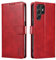 LOLFZ Wallet Case for Samsung Galaxy S22 Ultra 5G, Vintage Leather Book Case with Card Holder Kickstand Magnetic Closure Flip Case Cover for Galaxy S22 Ultra 5G - Red