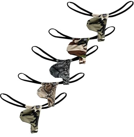 Faringoto Herren-Bikini mit niedriger Taille, schmale G-String-Bikini (5er-Pack), 0019, S