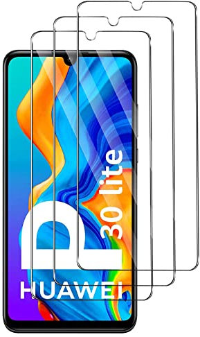 Widrt Lot de 3, Verre Trempé Compatible avec Huawei P30 Lite, Film Protection écran - Anti Rayures - sans Bulles d'air -Ultra Résistant (HD Ultra Transparent) pour Huawei P30 Lite