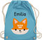 Turnbeutel Rucksack - Süßer schlauer Fuchs - Unisize - Hellblau - kinder stoffbeutel kindergarten schul sporttasche +mit+fuchs name baumwolle beutel eigenem fuchsmotiv