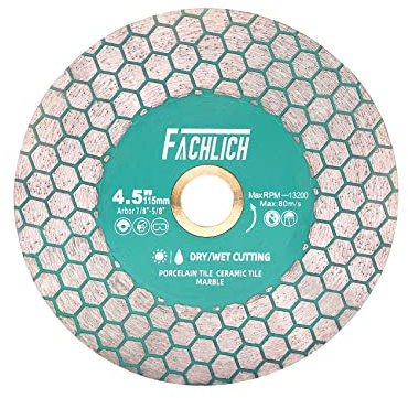 FACHLICH Diamond Tile Cutting Disc 115mm Cutting Wheel for Cutting and Grinding Porcelain Ceramic Tile Marble Artificial Stone
