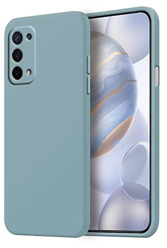 HONLEN Funda Compatible para OPPO A54 5G / OPPO A74 5G Case, (6.5 Inches) Líquida TPU Silicona Cover con Anti-Rasguño, Cáscara Suave Cubierta Azul Humo