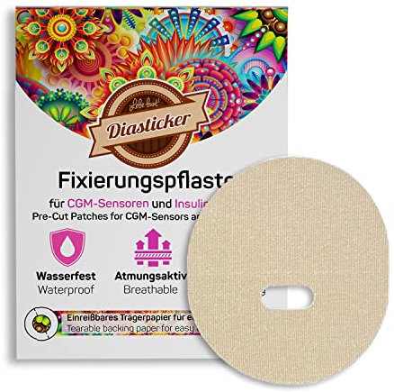 Diasticker® | Medtronic Enlite Guardian - Parches Adhesivos (20 piezas, Beige) | Impermeable - Transpirable - Sujeción fuerte | Sensor Parche, Fijación, Cinta, Esparadrapo, Yeso de fijación