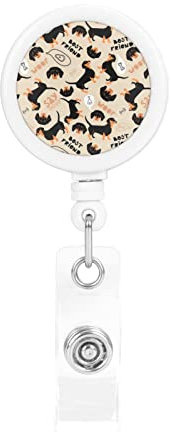 Porte-badge rétractable teckel, porte-badge avec clip d'identification pince crocodile