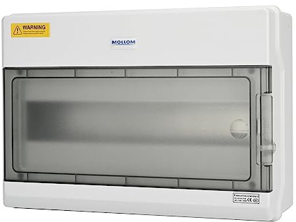 Mollom 15 vie Scatola di Distribuzione Elettrica con Bus Bars e Guida Din per Interruttore Magnetotermico MCB, Impermeabile IP66. Lucchetto Disponibile per Uso Interno ed Esterno