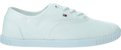 Tommy Hilfiger Baskets Femme Canvas Lace Up Chaussures, Blanc (White), 41