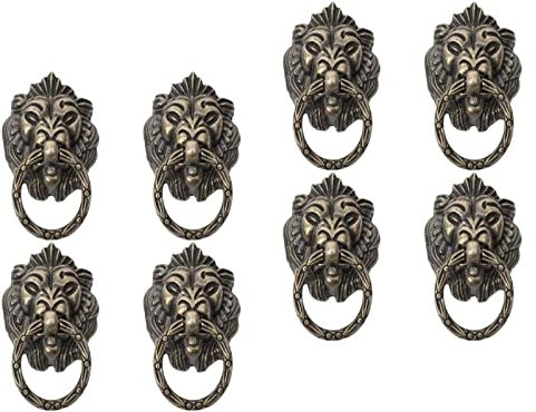TANIDA Antiker Schubladen-Schaukel-Drop-Ring-Zug, Kupferbecher-Griffe, 8 Stück Vintage-Löwenkopf-Ring-Zug-Schrank-Knöpfe for Tür-Schubladen-Kommode-Schrank-Möbel