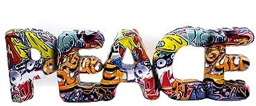 Casablanca Deko Schriftzug Buchstaben Skulptur Peace im Street Art Design - aus Kunstharz - Dekoration Wohnzimmer Geschenk Weihnachten - Höhe 13 cm Breite 44,5 cm