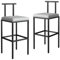 lirrebol 55cm Moderne Schwarze Barhocker 2er Set, PU Leder gepolsterte Barhocker mit schwarzem Gestell, Kücheninsel Barhocker mit Fußstützen für Kneipe Bar Hohe Esszimmerstühle, Grau