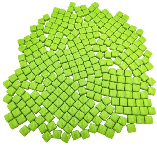 Azulejos de piedra de mosaico de vidrio de 1,2 cm, 500 g, piezas de mosaico no transparentes para artes y manualidades, platos, marcos de fotos, macetas, hechos a mano y decoración del hogar (verde)
