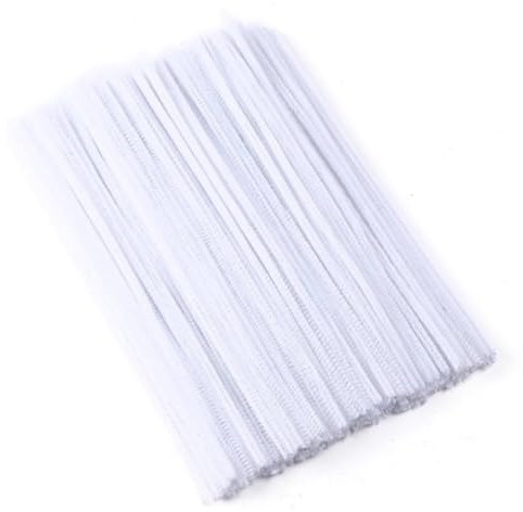 100 Stück Pfeifenreiniger, Weiß Pfeifenreiniger Chenilledraht 6mm*30cm, Pfeifenputzerdraht für Handwerk DIY Craft Projekte Chenilledraht Biegeplüsch zum Basteln und Dekorieren Pipe cleaners white
