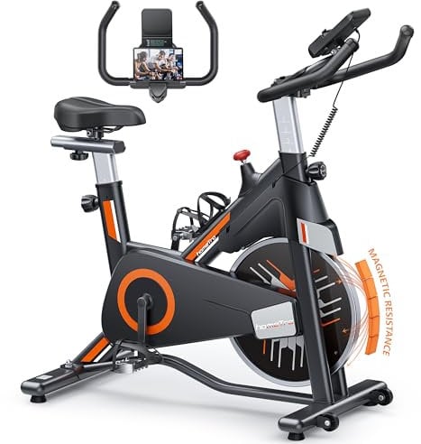 homeTro Vélo d'Appartement, Résistance Magnétique Ajustable, Vélo d'Exercice à Siège Confortable et Écran, Entraînement Cardio Home Trainer, Tutoriels Vidéo Inclus