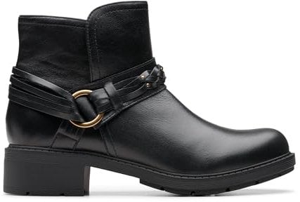 Clarks Hearth Kaylie, Stivali alla Moda Donna, Black Leather, 40 EU