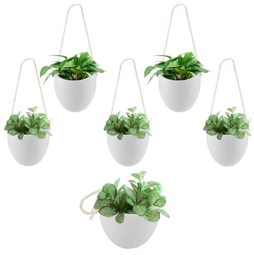 MUXHEL Lot de 6 Jardiniere Murale, Pots de Fleurs Muraux, Pots de Fleurs Suspendus en céramique, Pot Suspendu Plante Interieur, Décoration Murale pour Intérieur, Balcon et Jardin
