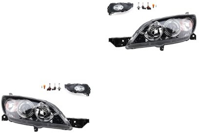 Johns, Scheinwerfer Satz Halogen Front Haupt passend für Mazda 3 BK 10/03-05/09 HB3 H7 Links & Rechts + Nebelscheinwerfer + Leuchtmittel