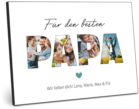 ARTFAVES® Personalisiertes Bild - Für den besten Papa - Geschenk für Papa, Vater, Vatertag, Danke als Poster 21 x 30/30 x 40 cm ohne/mit Rahmen oder als Holzbild